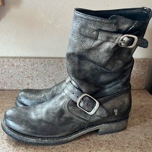 Frye Metallic silver boots. Size 8